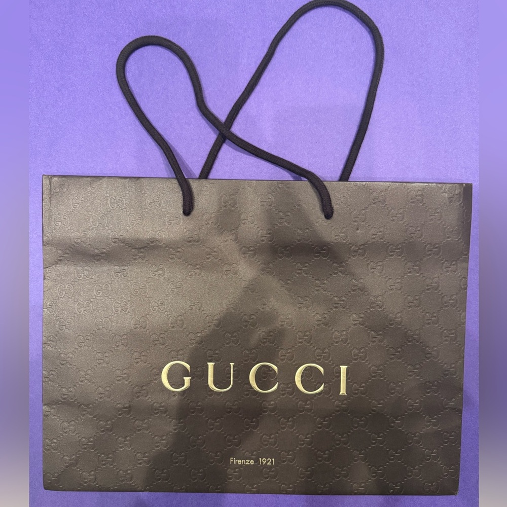 Gucci Dark Brown Shopping Bag with Gold Logo